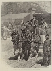 Día de mayo, el desfile de caballos de tiro, ganadores de premios